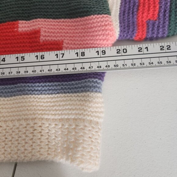 Shein Sweater Cropped Knit Pixelated Stripes Patchwork Medium Crop top - Picture 5 of 8